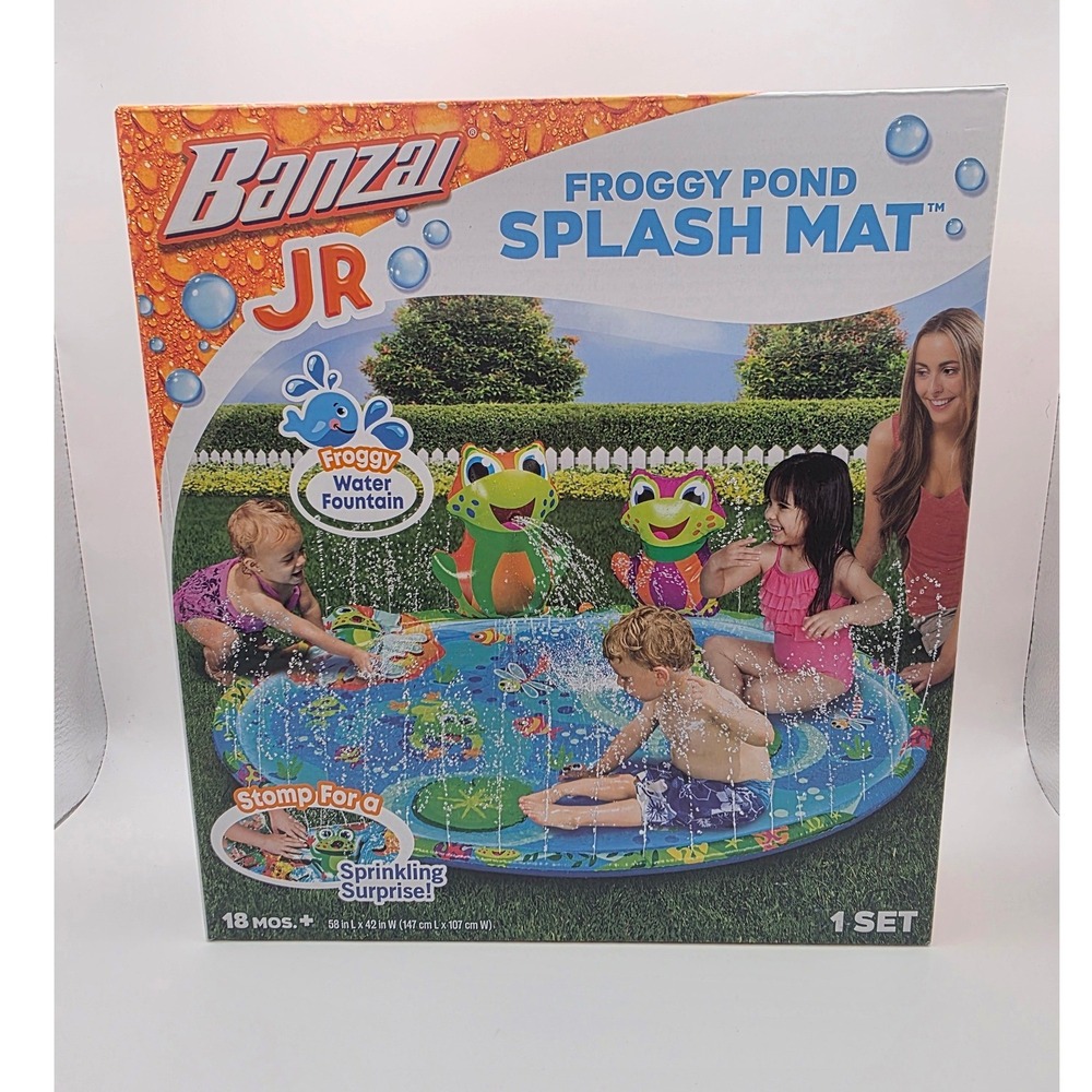 Banzai Jr Froggy Pond Splash Mat Toddler Inflatable Water Sprinkler Toy 18M+